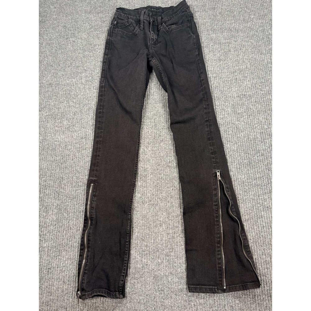 Rock & Republic Womens Black Zipper Ankle Slim Jeans Size 2 Skull Logo